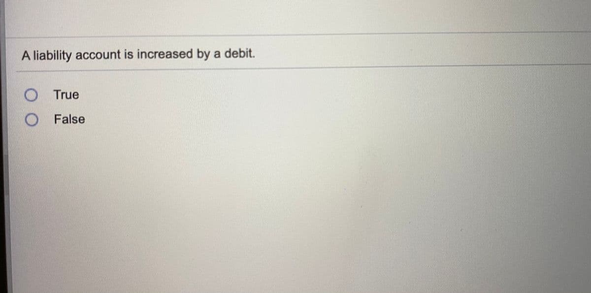 ### Quiz Question: Liability Accounts

**Question:**
A liability account is increased by a debit.

- [ ] True
- [ ] False

**Explanation:**
In accounting, the rules of debit and credit are fundamental for understanding how transactions are recorded. For liability accounts, which represent obligations or debts the company needs to pay, the correct rule is that they are increased by a credit and decreased by a debit. Thus, the correct answer to the question is "False".

Understanding the different types of accounts and their behaviors with debits and credits:

- **Asset accounts** increase with a debit and decrease with a credit.
- **Liability accounts** increase with a credit and decrease with a debit.
- **Equity accounts** (Owner’s Equity) increase with a credit and decrease with a debit.
- **Revenue accounts** increase with a credit and decrease with a debit.
- **Expense accounts** increase with a debit and decrease with a credit.

It is important to accurately apply these rules to maintain the integrity of financial records and ensure accurate financial statements.