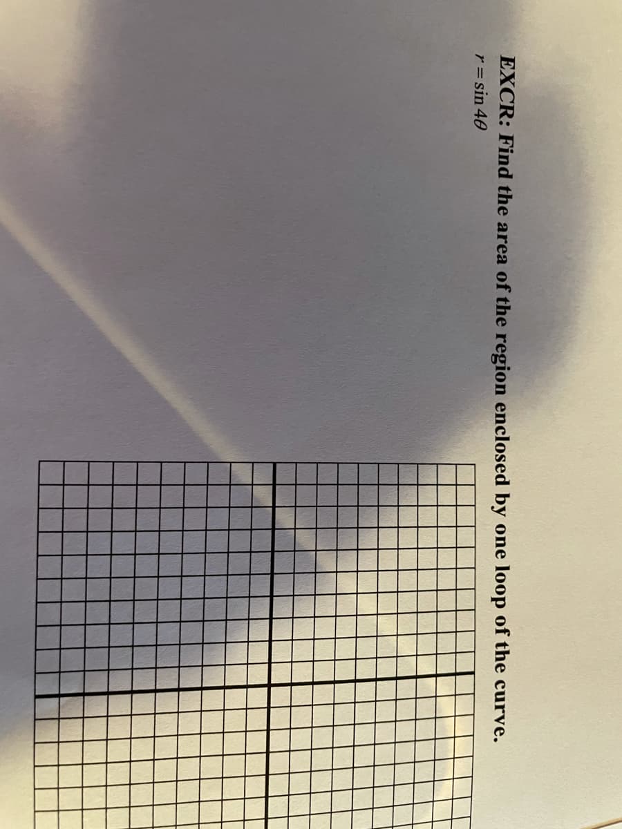 EXCR: Find the area of the region enclosed by one loop of the curve.
r= sin 40
