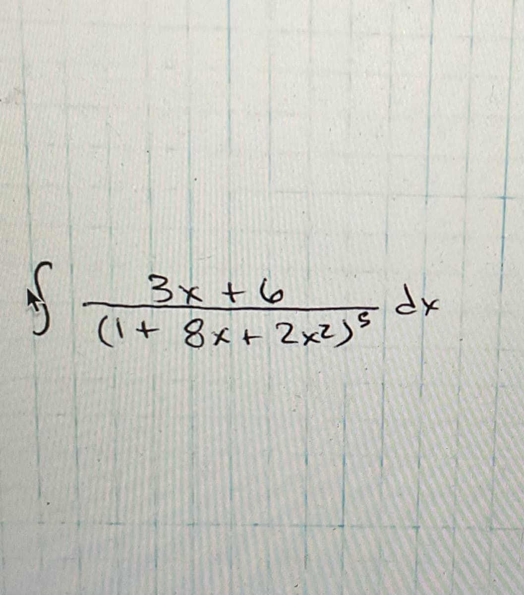 S
3x + 6
(1 + 8x+ 2x²)5
S
dx