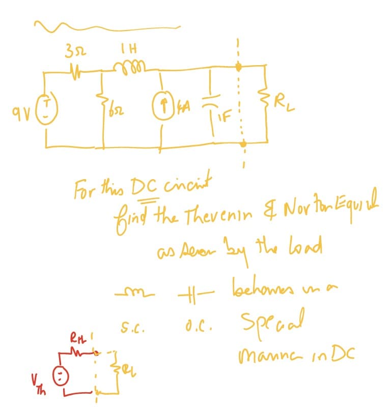 ۹۷
352
TH
m
звы на
For this DC cincint
find the Thevenin & Norton Equicl
as seven by the load
m
+- behomes
69
S.C.
RIL
o.c. Special
Manna in DC