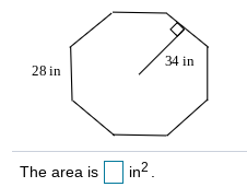 34 in
28 in
The area is
in?.
