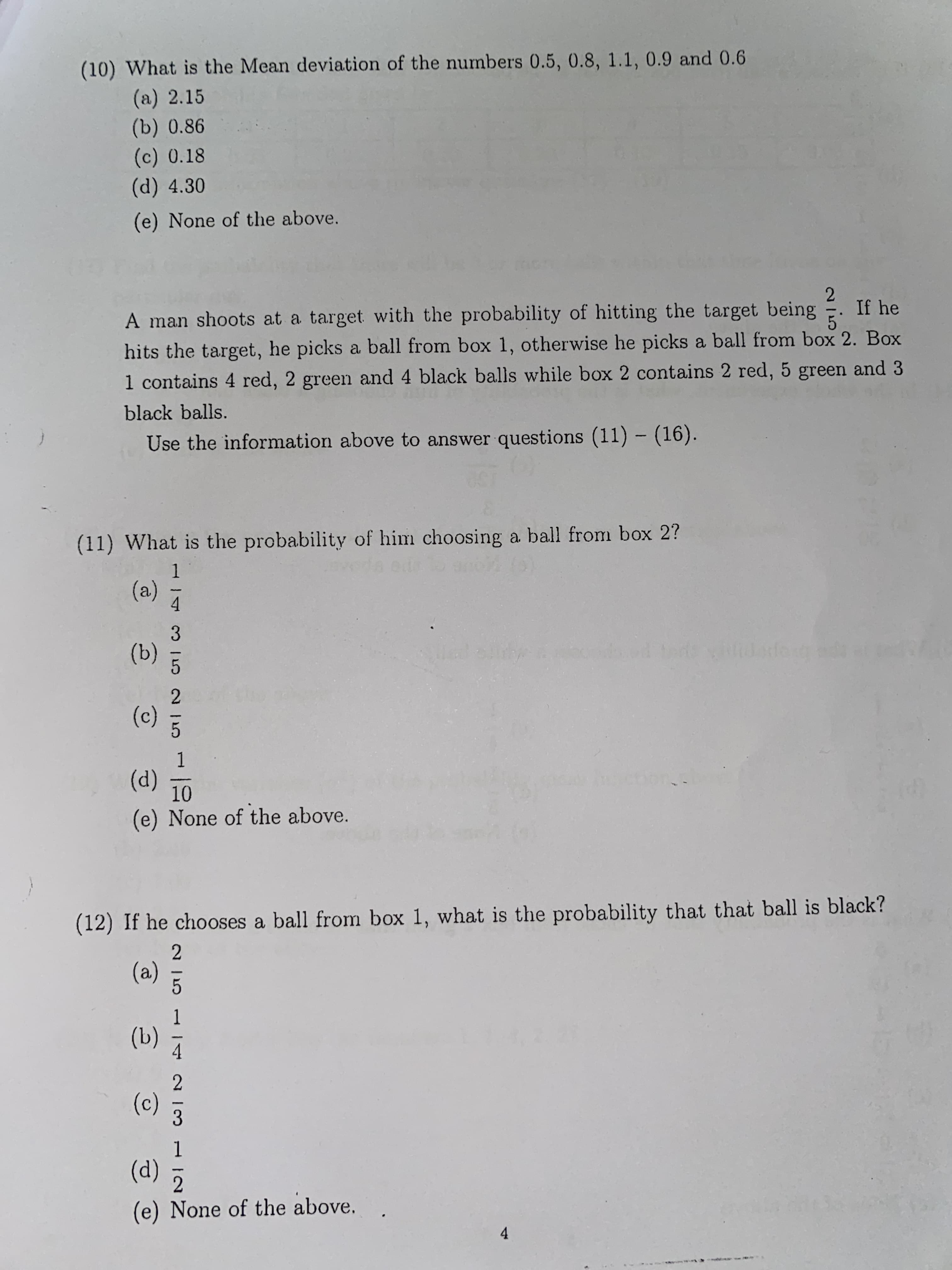 What is the Mean deviation of the numbers 0.5, 0.8, 1.1, 0.9 and 0.6
