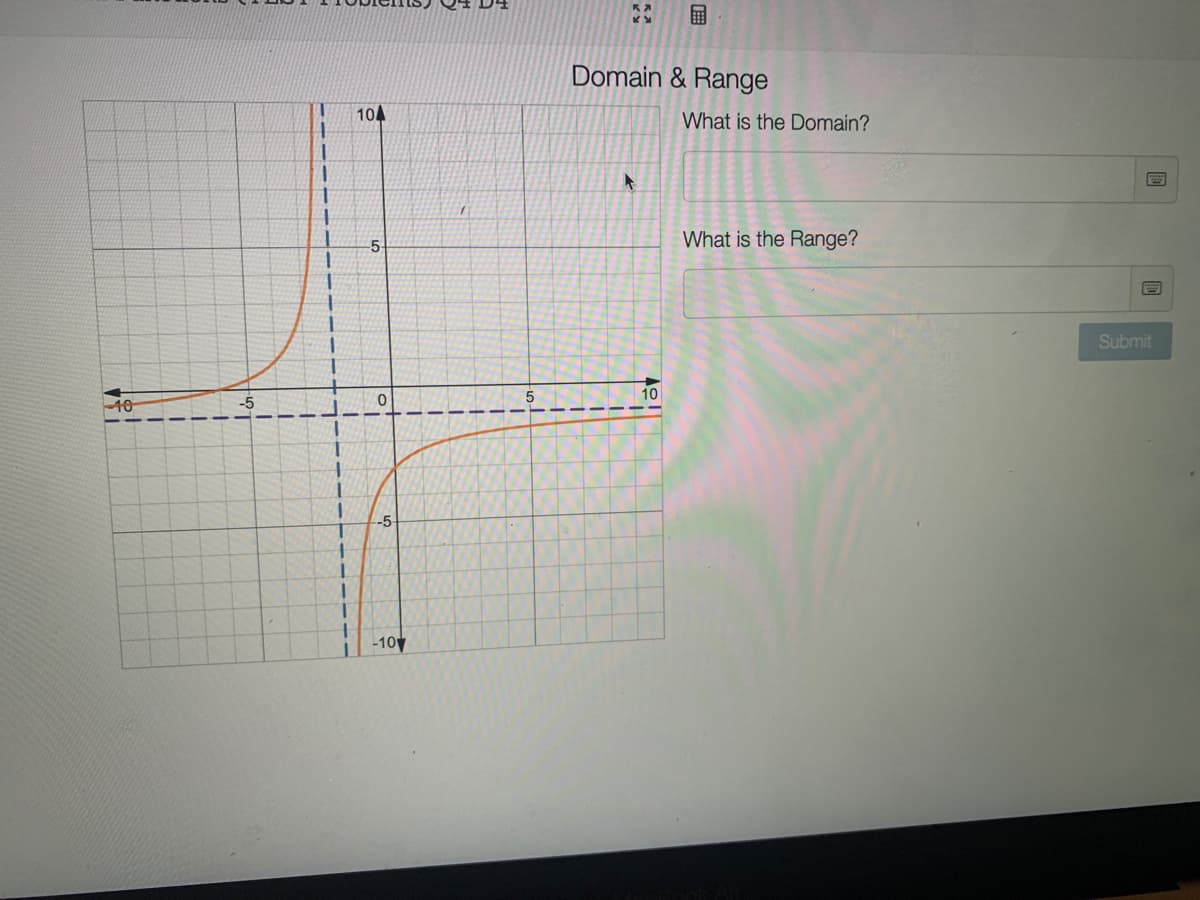 Domain & Range
104
What is the Domain?
5
What is the Range?
Submit
10
-5
-10
