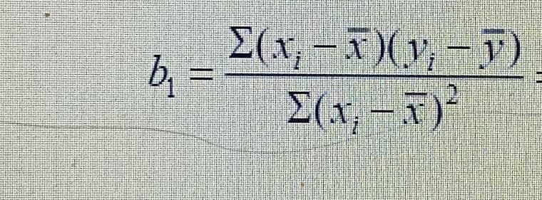 by =
b₁
Σ(x − x)(1 − 1)
Σ(x − 1)