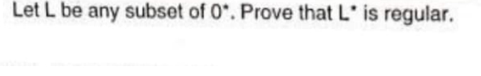 Let L be any subset of 0. Prove that L' is regular.