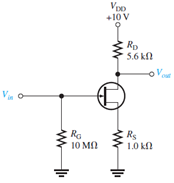 V
+1₁
Ra
10 MO
VDD
+10 V
+₁
=
RD
5.6 k
-ov
R₂
1.0 kn
out