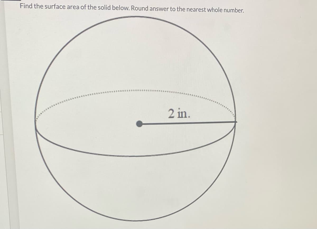 Find the surface area of the solid below. Round answer to the nearest whole number.
2 in.
