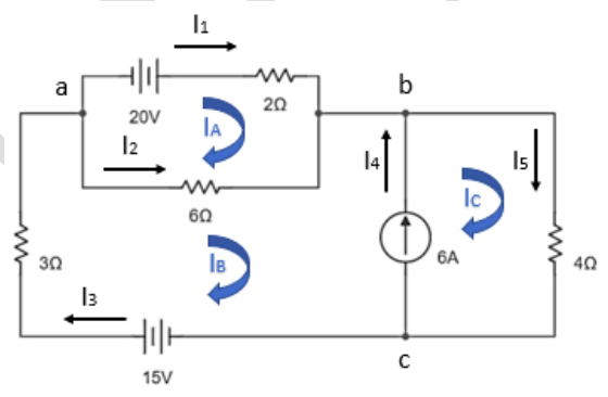 a
b
20
20V
lA
I2
14
Is
Ic
60
30
IB
6A
I3
15V
