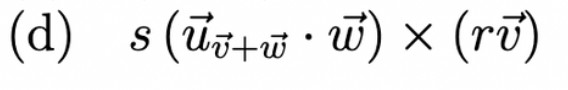 (d) s(u+ww) × (rv)