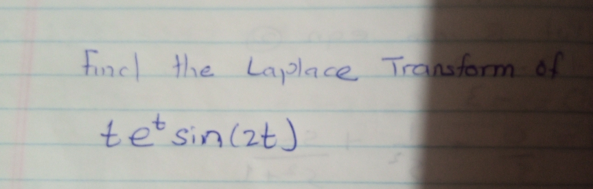 fincl the Laplace Transform of
tet sin(2t)