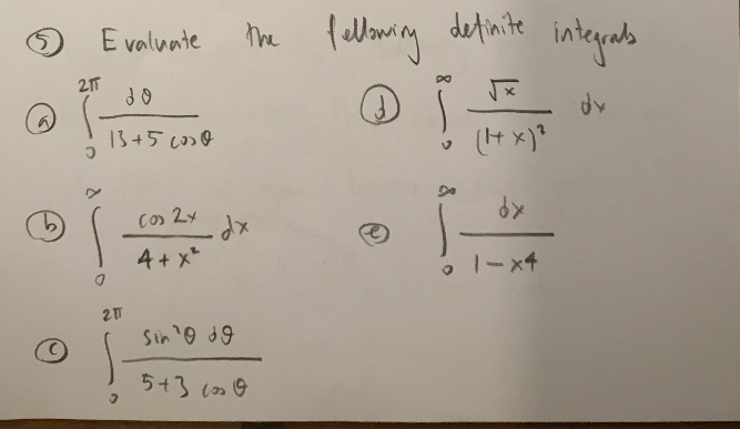 (
Evaluate
211
13+56000
2TT
7
cos 2x
4 + x²
the following definite integrals
dy
.dx
Sin ¹0 do
5+3 co
O
(1+ x)²
dy
1-x4