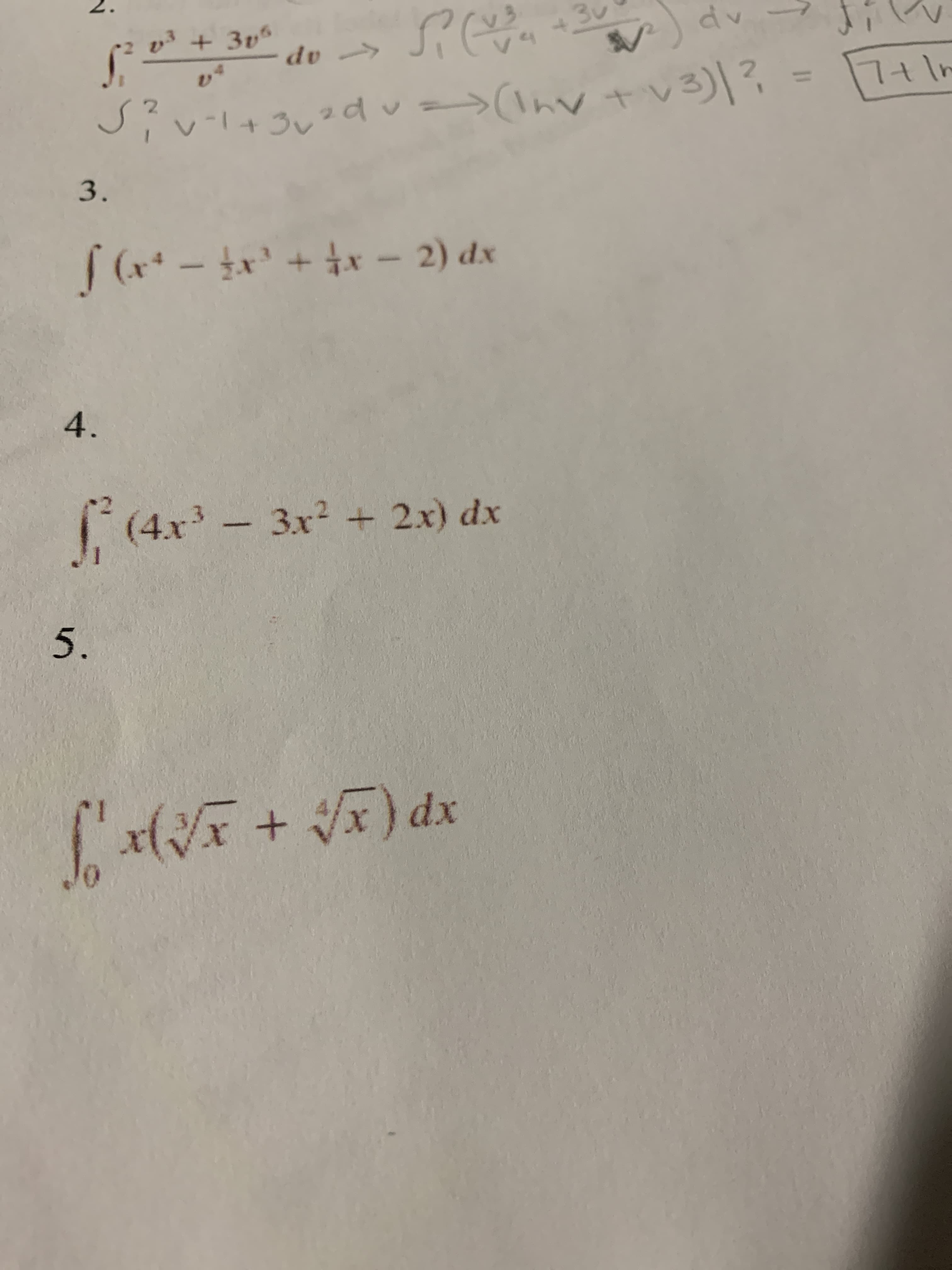 |(x* – tx' + +x – 2) dx
4.
(4x - 3x + 2x) dx
3.
