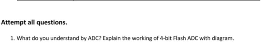 Attempt all questions.
1. What do you understand by ADC? Explain the working of 4-bit Flash ADC with diagram.
