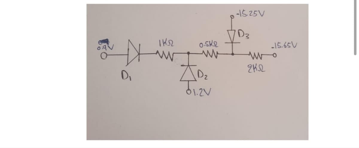 -15.25V
поз
J | w
D₁
ΙΚΩ
0.5K
-15.65V
www
ww
Wo
2K52
Dz
51.2v