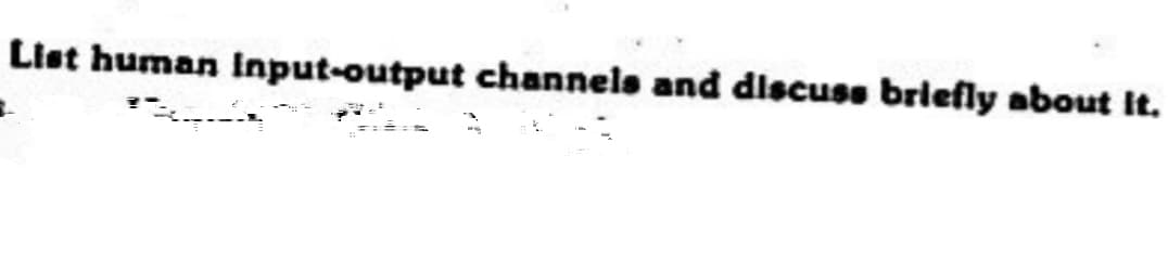 List human input-output channels and discuss briefly about it.