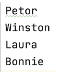 Petor
Winston
Laura
Bonnie
