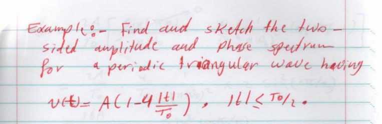 Edaimplee- Find aud sketch the tuo
sided auptitude and phare spectyun
a periedit traang uler wave haiing
for
