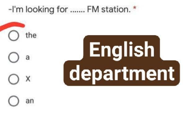 -I'm looking for. FM station.
the
English
department
an
