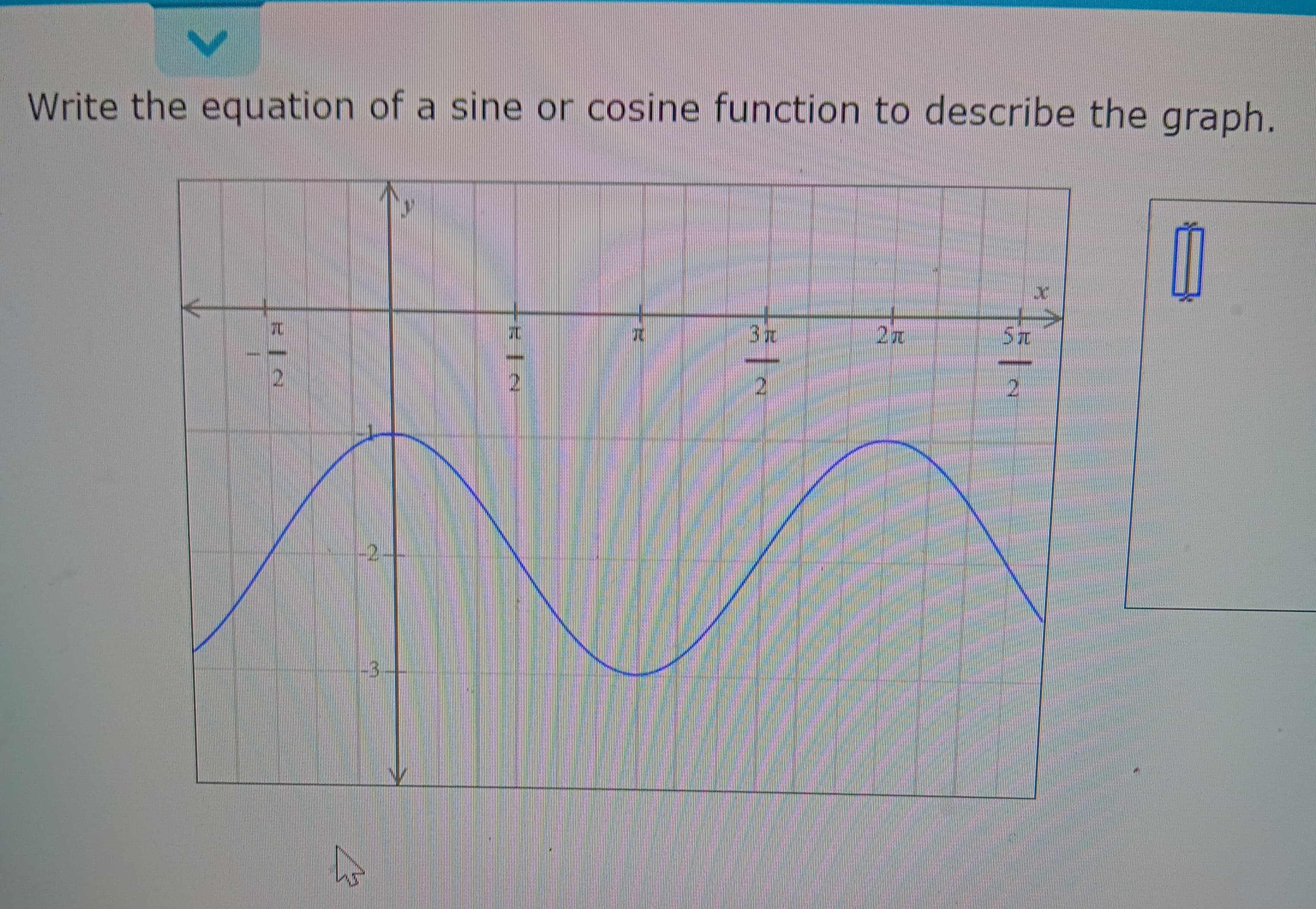 Write the equation of a sine or cosine function to describe the graph.
EIN
h
HIN
TU
11
ST
l
2
Y