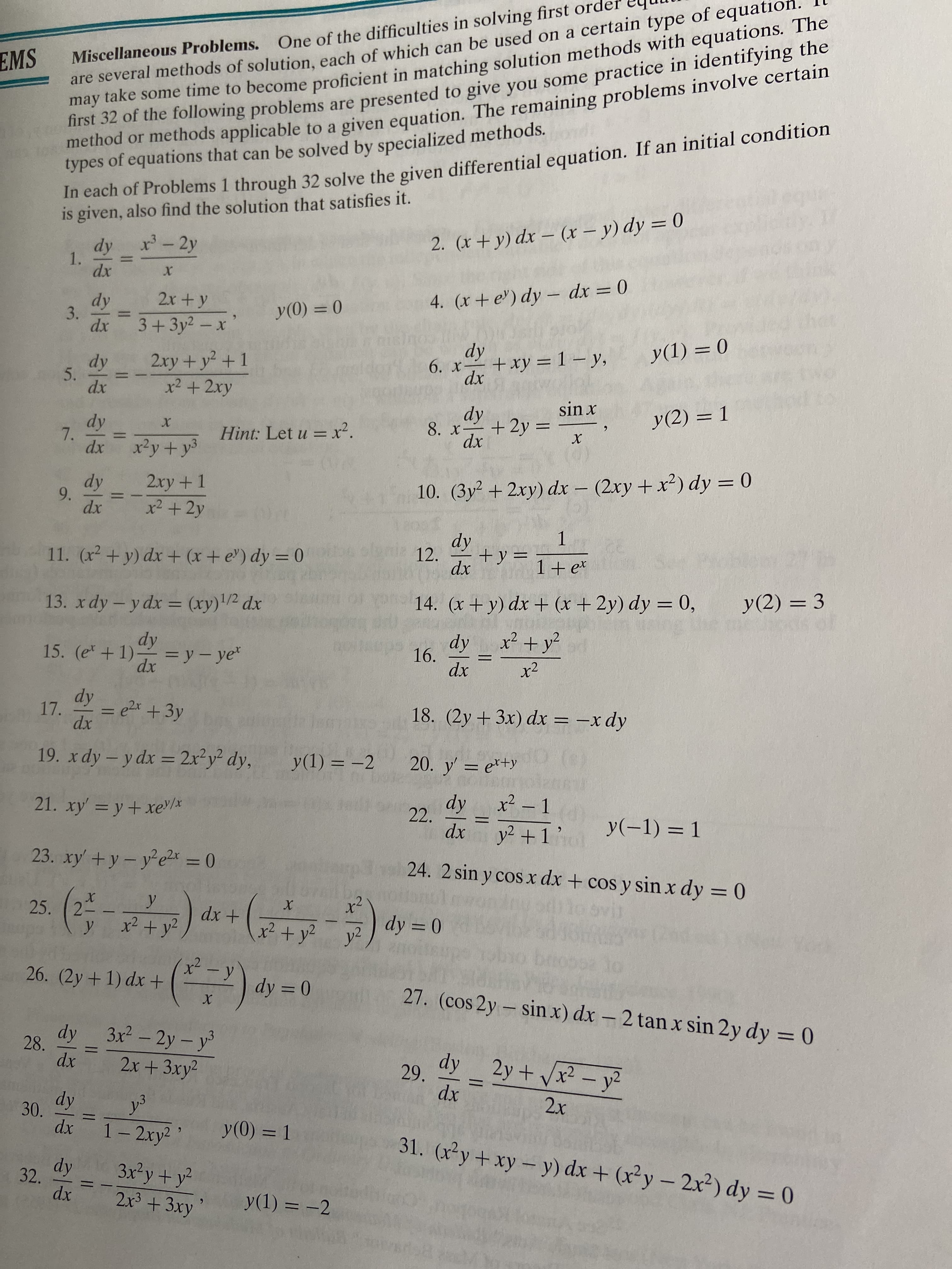 14. (x+ y) dx + (x + 2y) dy = 0,
y(2) = 3
%3D
