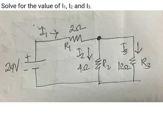 Solve for the value of I1, l2 and l3.
