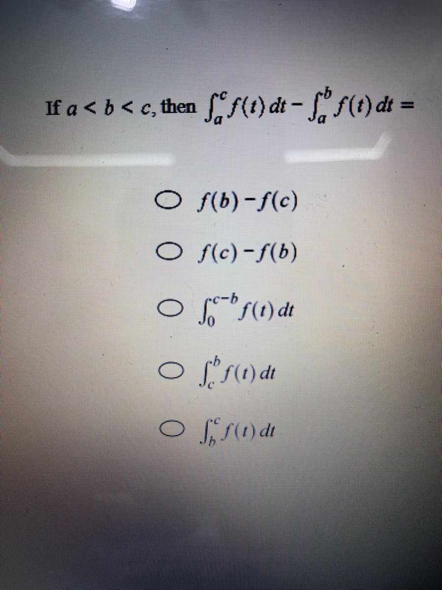 If a < b < c, then
%3D
O S(b) -f(c)
O f(c)-f(b)
rc-b
