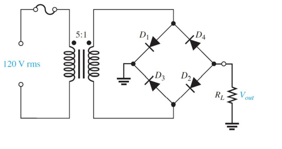 D1
D4
5:1
120 V rms
,D3
D2
RL
Vout
lll
