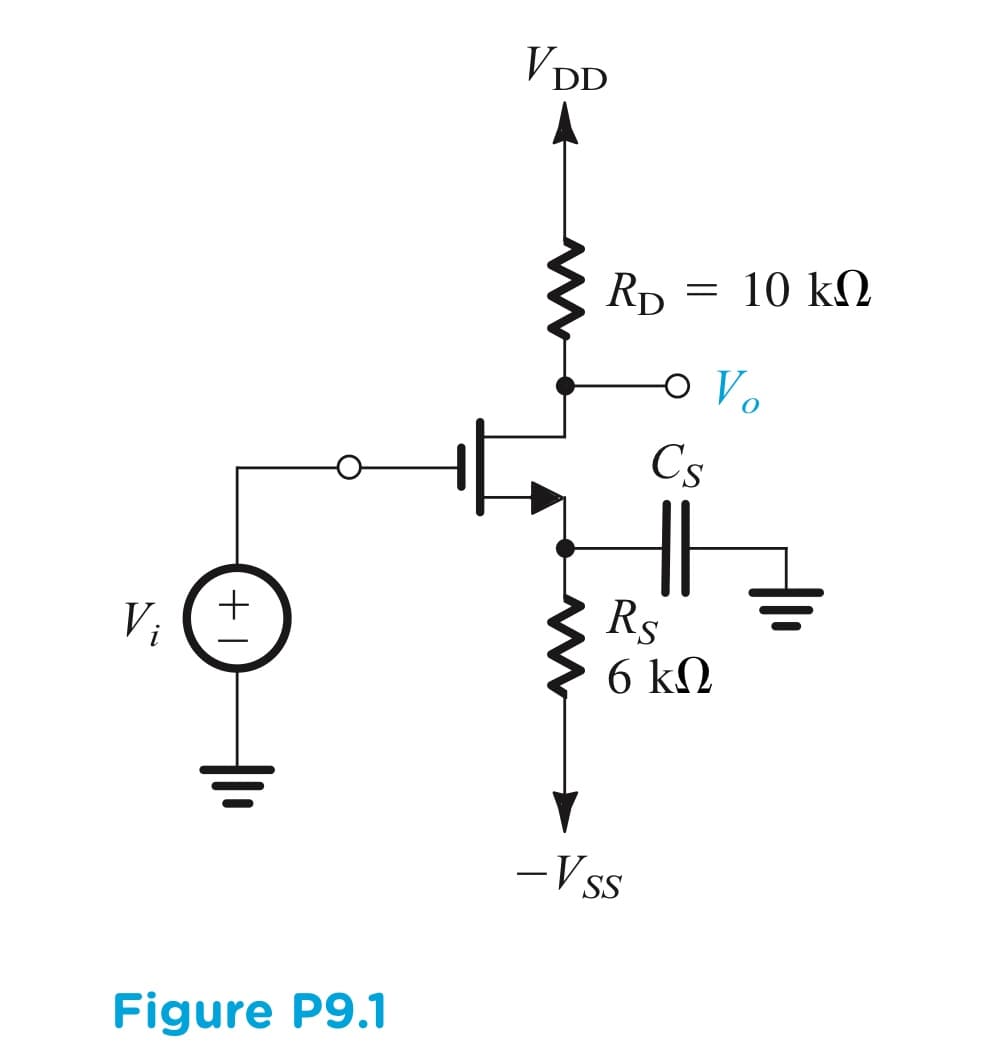 VDD
Rp
10 kM
o Vo
Cs
Rs
6 kN
Vị
-Vss
Figure P9.1
+
