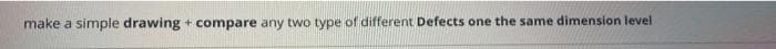 make a simple drawing + compare any two type of different Defects one the same dimension level
