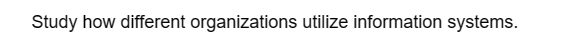 Study how different organizations utilize information systems.