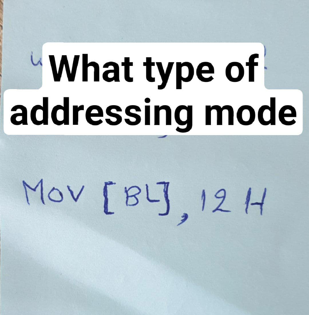 What type of
addressing mode
Mov [BLJ.12 H
