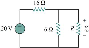 20 V
(+1
16Ω
M Μ
6Ω
R
www
1
V₁₂