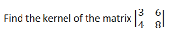 Find the kernel of the matrix
[3 61
g]
8