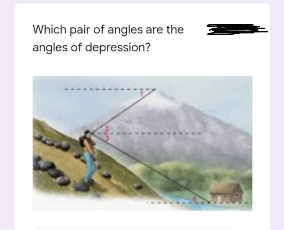 Which pair of angles are the
angles of depression?