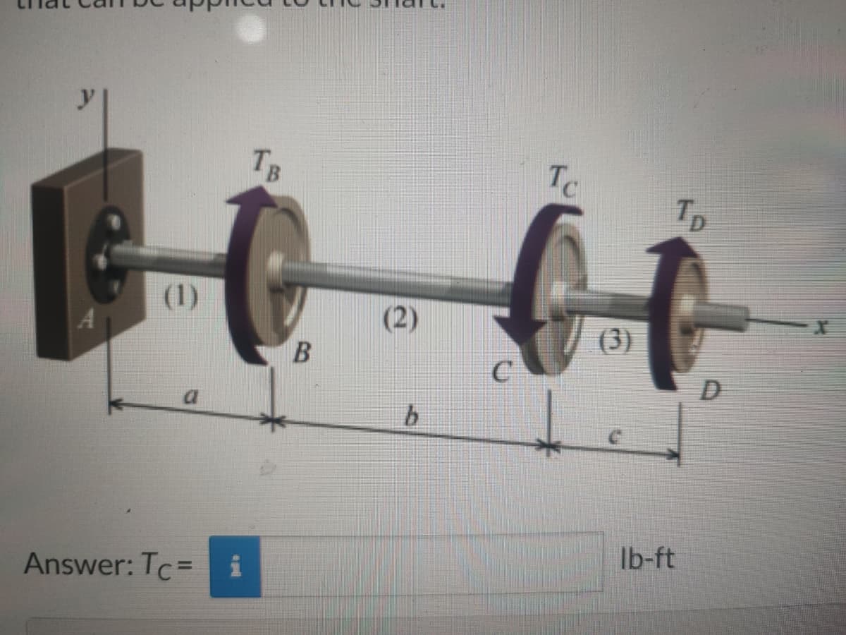 TB
Tc
Tp
(1)
(2)
(3)
C
D
a
Ib-ft
Answer: Tc= i
