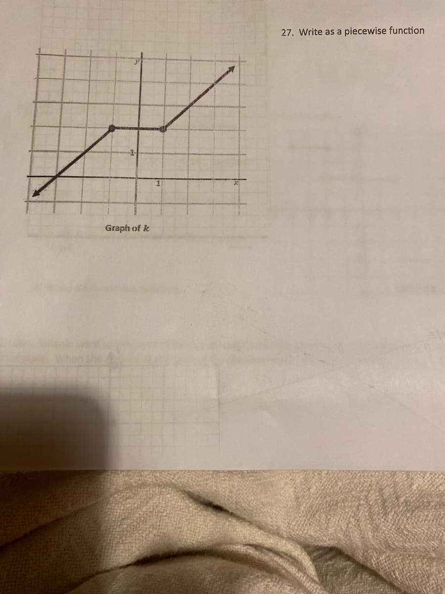 27. Write as a piecewise function
Graph of k
