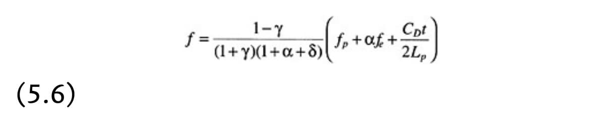 (5.6)
f=
1-Y
(1+y)(1+a+8)
(f₁ + a£ + Cot
2Lp
