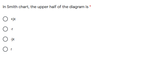 In Smith chart, the upper half of the diagram is
+jx
-r
O jx
Or
