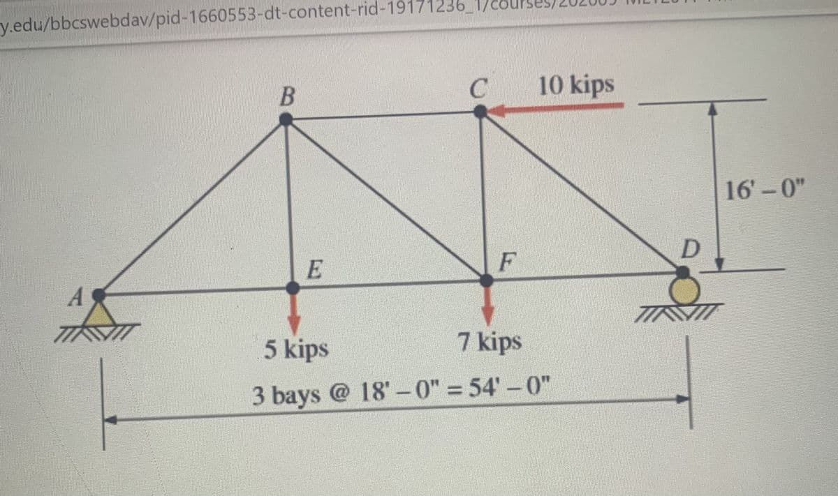 y.edu/bbcswebdav/pid-1660553-dt-content-rid-19171236
C
10 kips
16'-0"
E
TIVI
5 kips
7 kips
3 bays @ 18'-0" = 54'-0"
