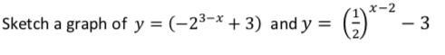 x-2
Sketch a graph of y = (-2³-× + 3) and y =
3.
