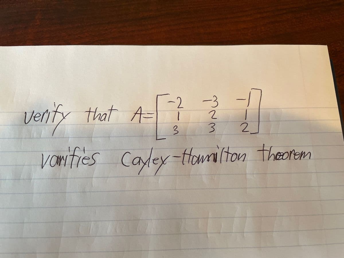 -3
Venty
-2
that A= i
L3
3.
Vomitics
Cayley-tHomilton theorem
