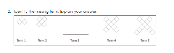 2. Identify the missing term. Explain your answer.
Term 1
Term 2
Term 3
Term 4
Term 5
