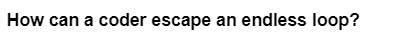 How can a coder escape an endless loop?