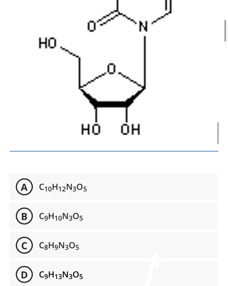 но
но он
A) C10H12N305
B C9H10N305
c) C3H9N3O5
D C9H13N305
