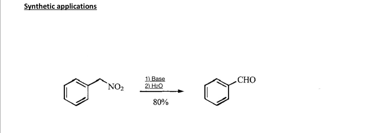 Synthetic applications
1) Base
2) H2O
СНО
NO2
80%
