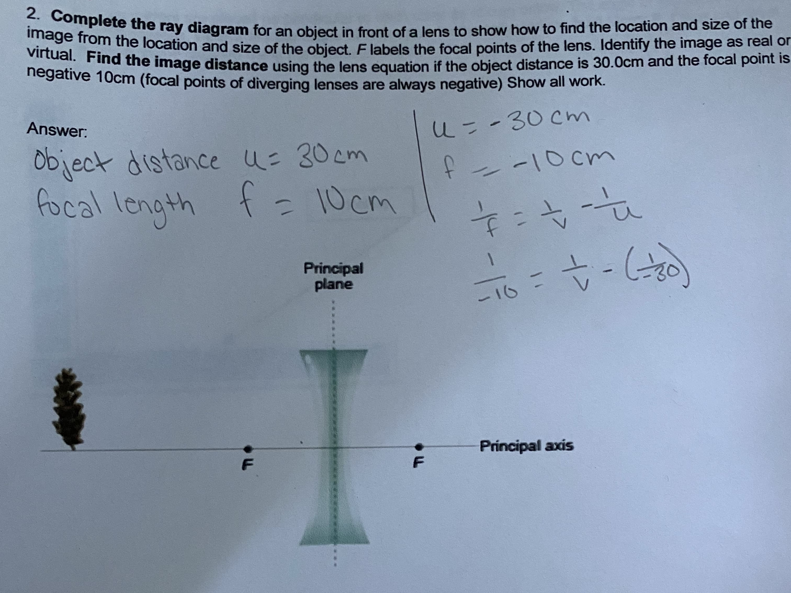 Complete the ray diagram
age from
