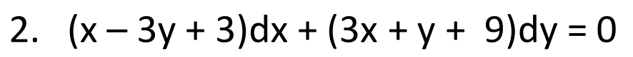 2. (х- Зу + 3)dx + (3x + у + 9)dy 3D0
