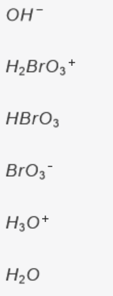 OH-
H2BrO3*
HBrO3
BrO3-
H3O+
H2O
