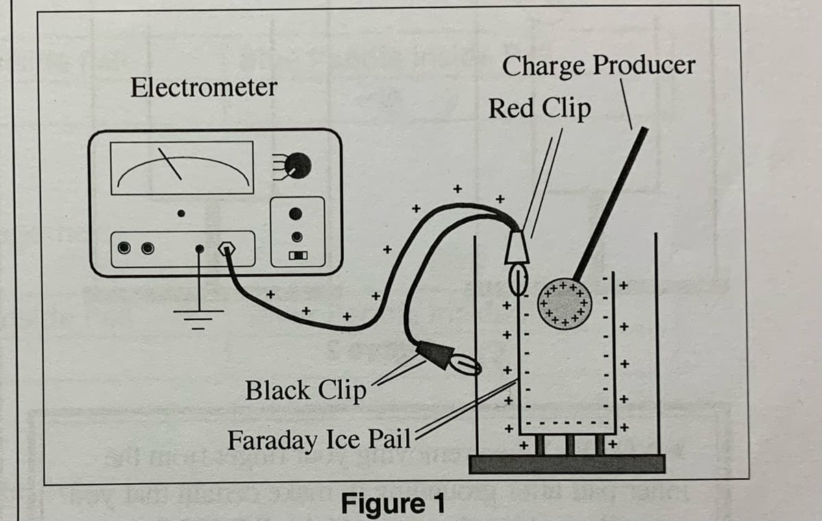 Charge Producer
Red Clip
Electrometer
+
メメメ
+
Black Clip
+
Faraday Ice Pail
+
Figure 1
