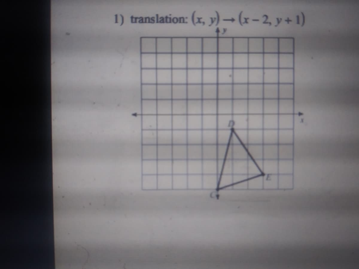 1) translation: (x, y) → (x – 2, y + 1)
